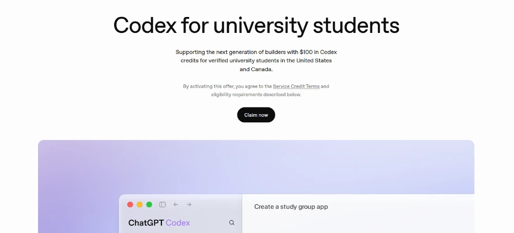 Free Codex credits for students