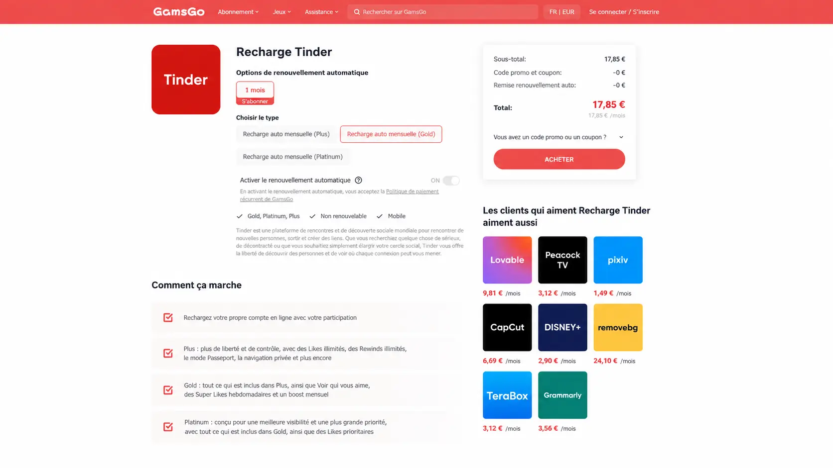 Tinder Gold gratuitement