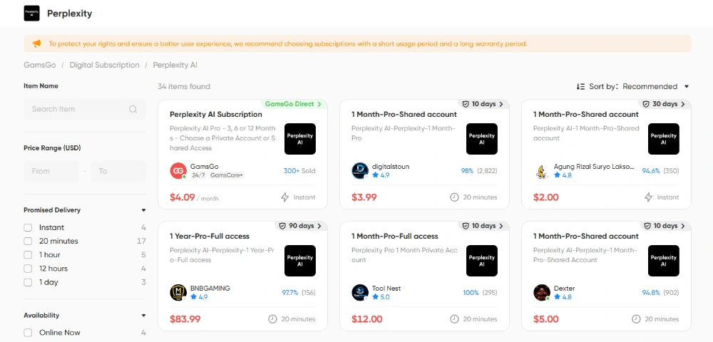 GamsGo Perplexity Max discount