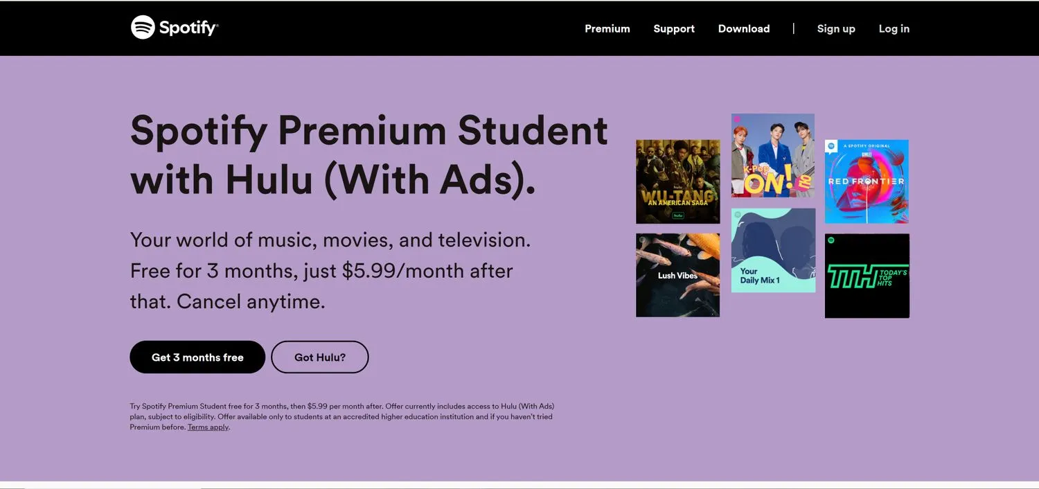 get hulu free with spotify premium student
