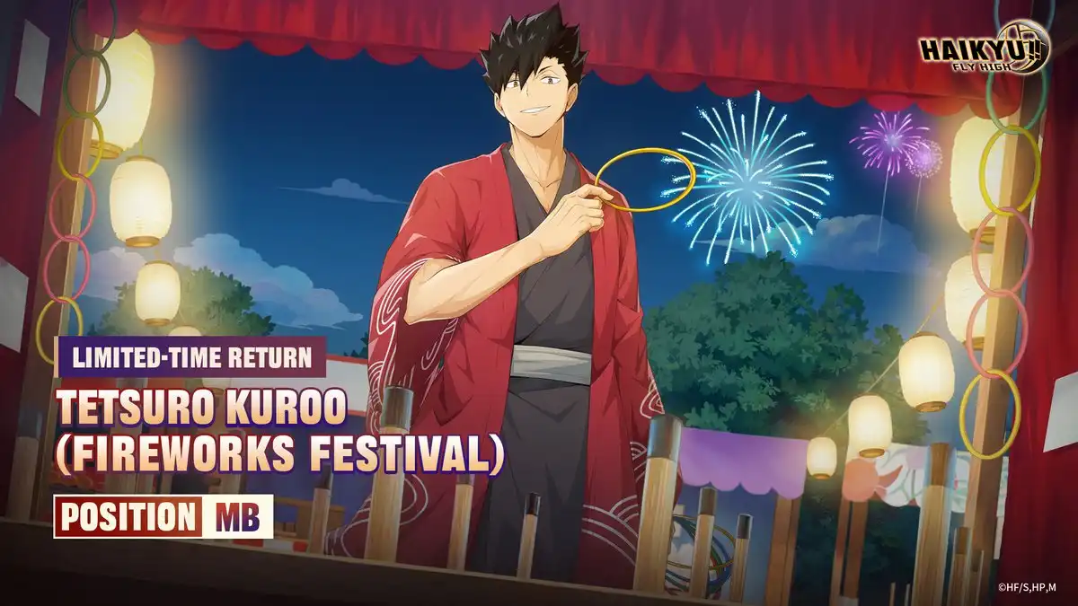 SP Tetsuro Kuroo Fireworks Festival Recruit in Haikyu Fly High, September 23 to October 7, 2026
