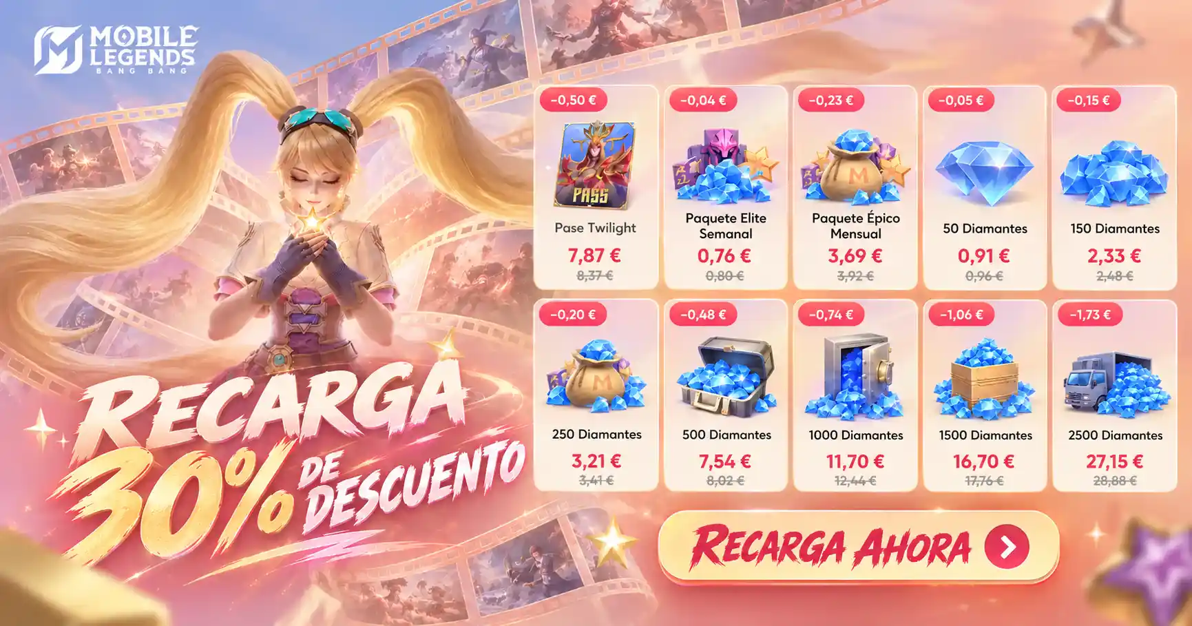 Recarga de diamantes de Mobile Legends