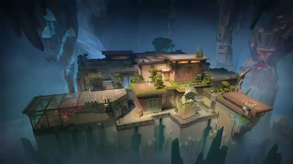 Abyss's hidden fortress above deep caverns in VALORANT